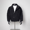 Men's Solid Black Vintage Washed Canvas Cargo Bomber Jacket Stand Collar Dual Zip Snap Multi Pocket Loose Military Work Coat