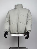 Men's Minimalist Stand Collar Puffer Jacket, Lightweight Loose Zip Up Winter Coat