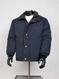 Double-Sided Wear Sherpa Collar Padded Jacket for Men, Elastic Cuff Coldproof Outerwear