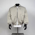 Men’s Light Khaki Collared Harrington Jacket Zip Chest Pocket Triangle Detail Elastic Cuff Wind Coat