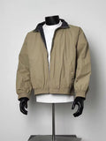 Men’s Khaki Reversible Plaid Lined Stand Collar Bomber Jacket Elastic Cuff Wind Coat