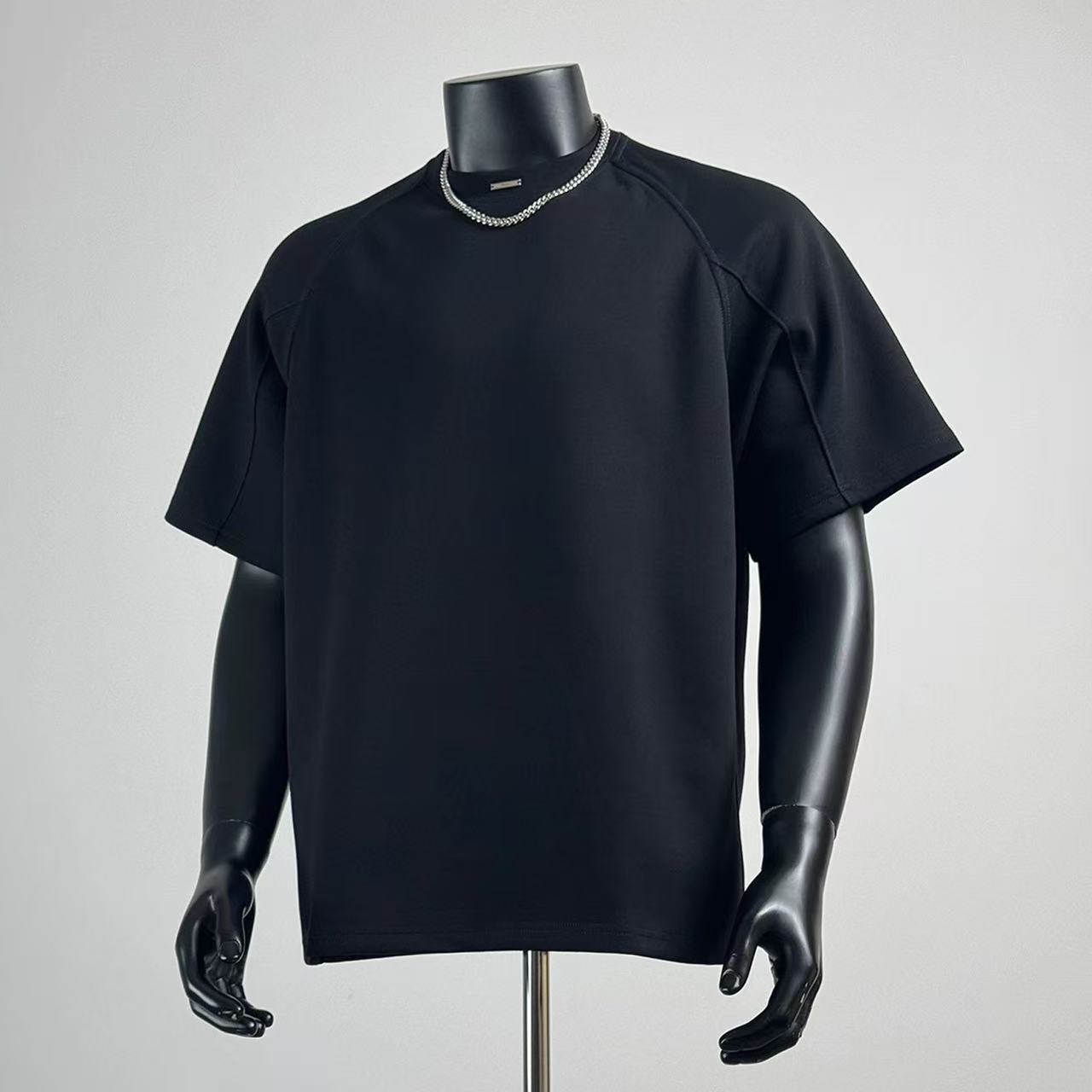 Black Raglan Sleeve Oversized T-Shirt